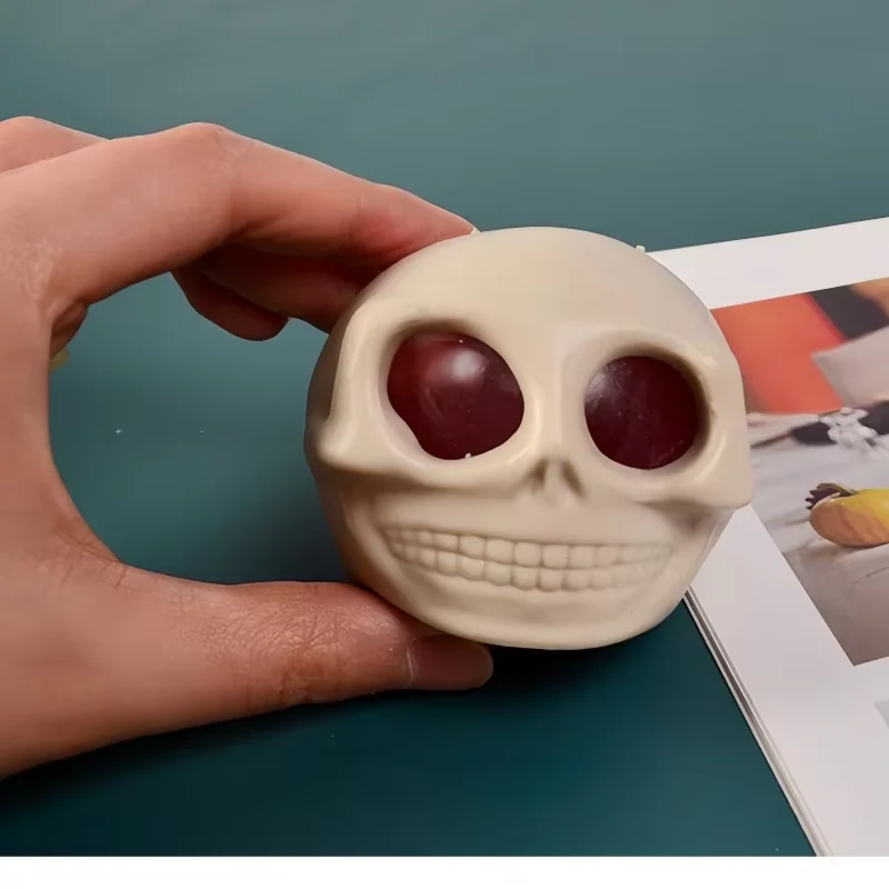 Halloween bolas de estresse espremer crânio brinquedos fidget brinquedos de descompressão espremer crânios com sangue e larvas brinquedos de brincadeira de halloween