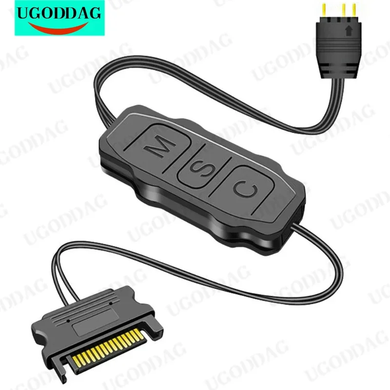 ARGB Controller Cable SATA To 5V 3 Pin Controller HUB Adapter Controller SATA Power Supply RGB Control Cable for PC Cooling Fan