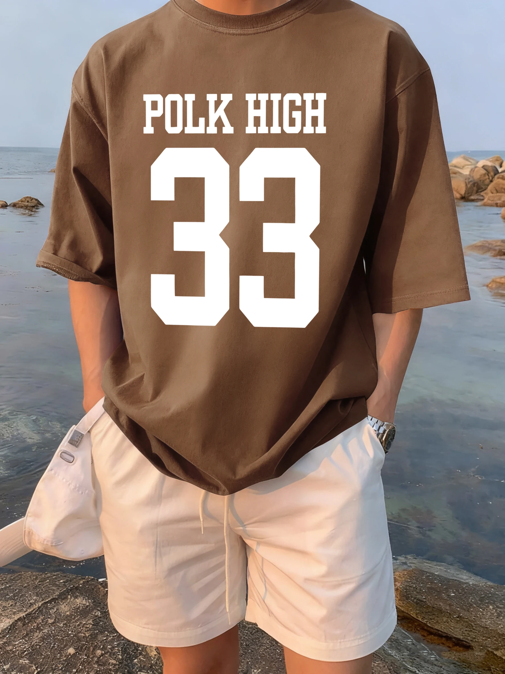 بولك ارتفاع عدد 33 طباعة S-3Xl الشارع الشهير للجنسين الصيف لينة قصيرة الأكمام خمر بلوزات على الموضة القطن تنفس تي شيرت رجالي