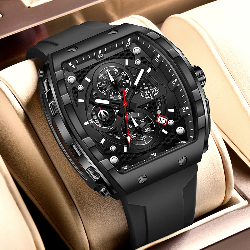 

LIGE лучший бренд класса люкс, мужские спортивные часы 50 м, водонепроницаемые кварцевые мужские часы, военные светящиеся наручные часы для дайвинга, мужские Reloj Homre 2024