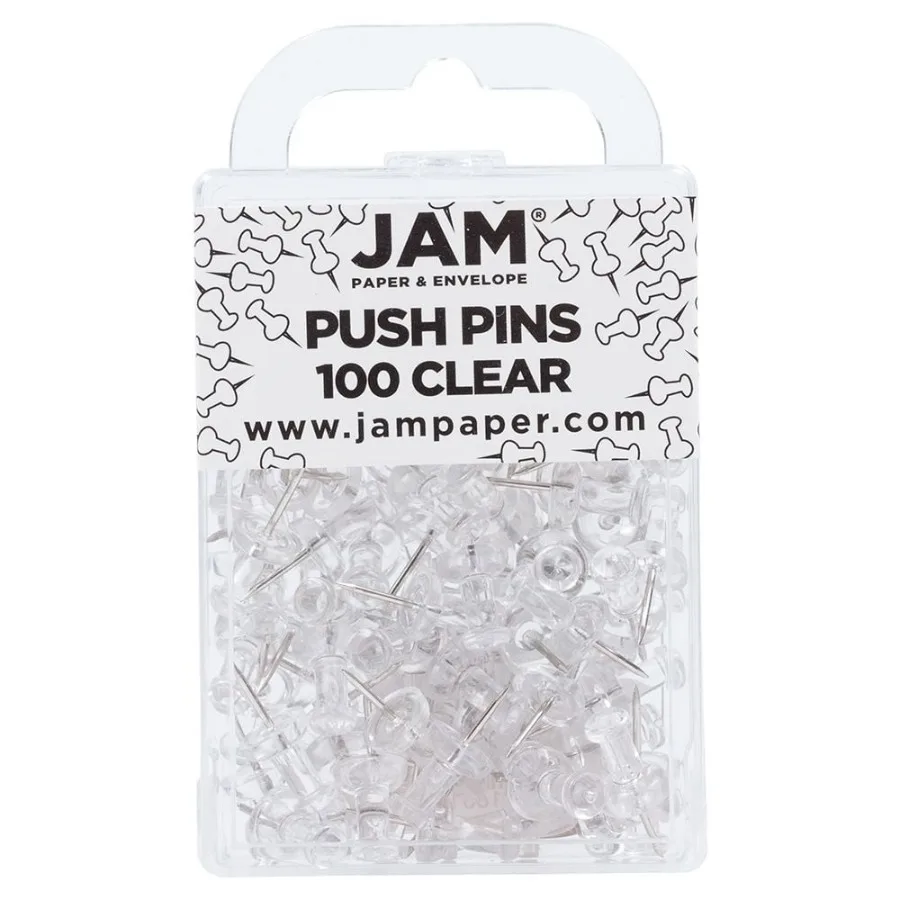 Clear Push Pins 1 inch for Office and Home Use 2 Packs of 100 Transparent Pins Ideal for Bulletin Boards and Craft Projects Dur