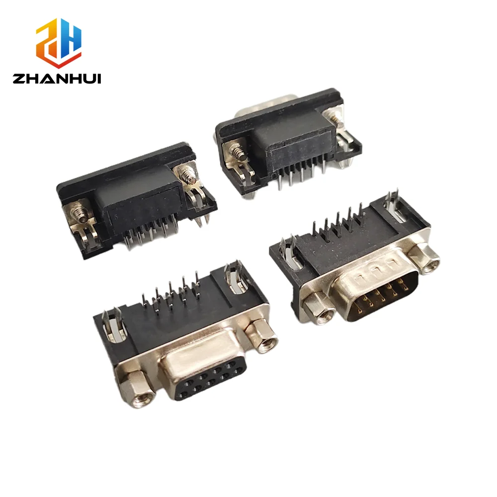 5/10PCS DB9 DR9 D-Sub 9Pin Male Female Connector 90 Degree Right Angle PCB Mount RS232 Adapter for PCB Board