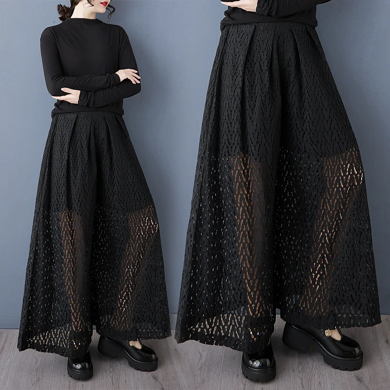 Lose Breite Bein Neun Punkte Hosen Frühling Herbst Koreanische Sle Me Rock Hohe Taille Baumwolle Mischung Casual Hosen für Frauen