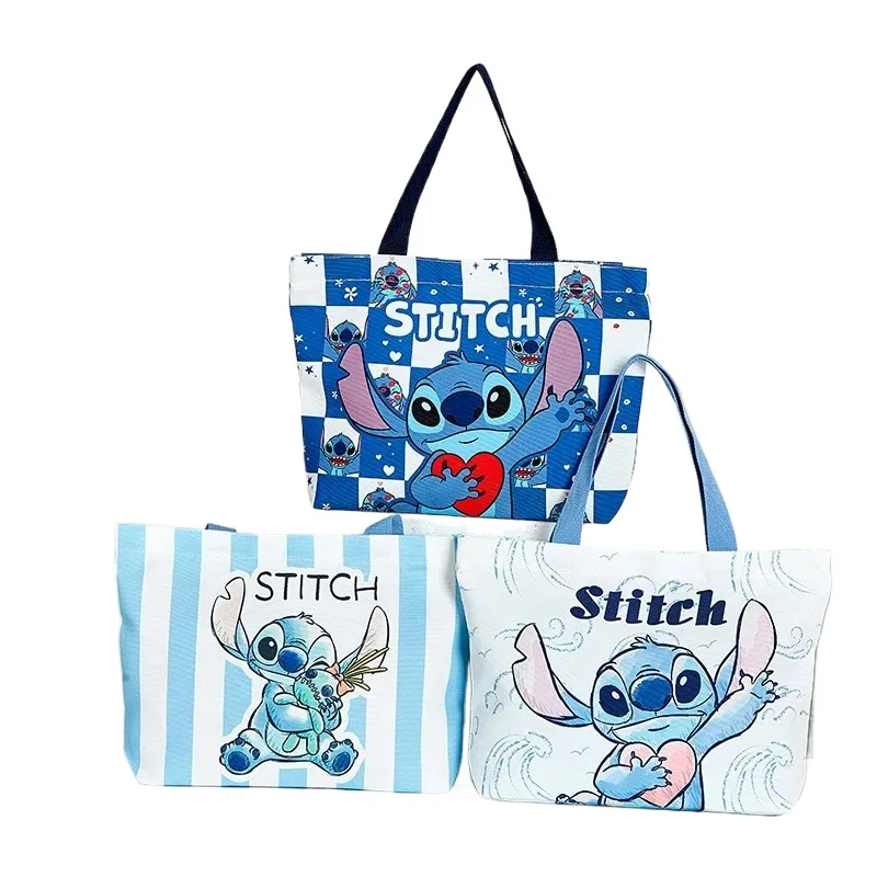 Bolso grande de lona de Stitch de Disney, bolso bonito de dibujos animados, bolso de compras de gran capacidad, bolso de mano para ir al trabajo, regalo de cumpleaños para niña, juguetes para niños