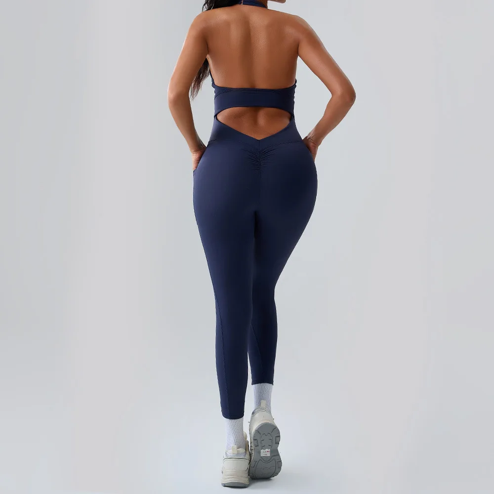 

2025New Style Yoga Backless Sexy Jumpsuits Gym Wom Quick-Drying Yoga Clothing One Piece Sleeveless Women's Scrunch Training Suit