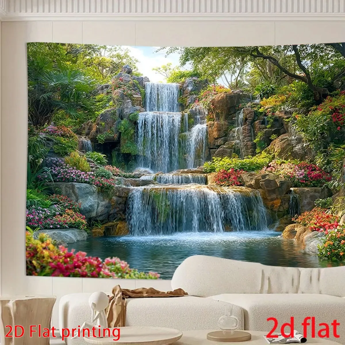 Beautiful Waterfall Mural Wallpaper Tropical Nature Landscape Wall Art for Living Room Bedroom Home Decor Polyester Tapestry