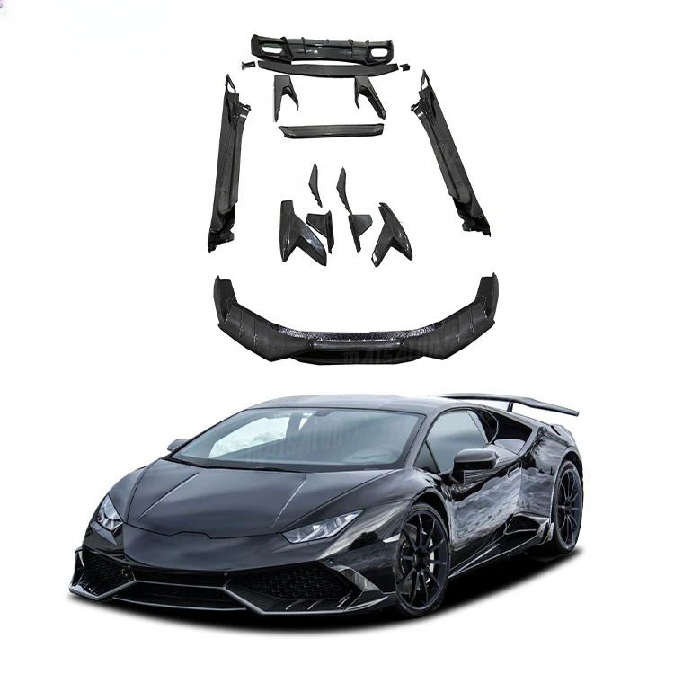 MAISALUN Carbon Fiber M Style Body Kit For Lamborghini Huracan LP610 PL580 Front Lip Rear Diffuser Side Skirt Spoiler Kits