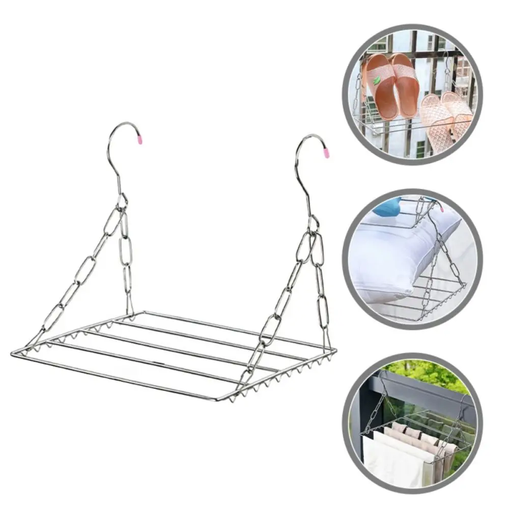 

Creative Hanging Drying Rack Stainless Steel Lightweight Clothes Hanger Windproof Easy Release Underwear Socks Clip Balcony