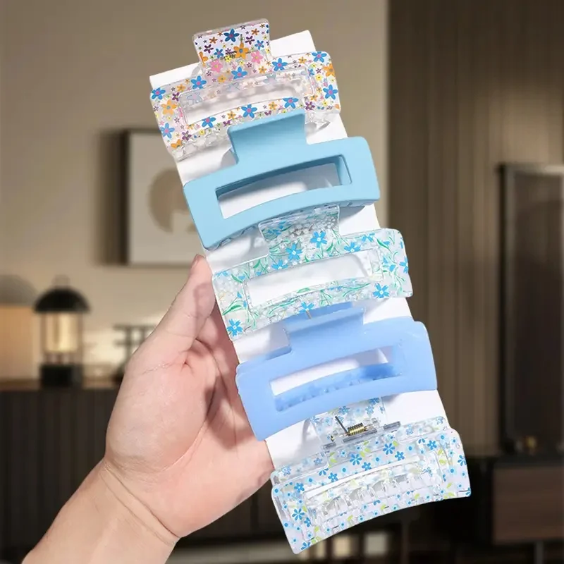 

5pcs Simple Large Hollow Square Versatile Hair Accessories, Suitable for Back-to- Season Gift Giving Suitable for Thick Hair