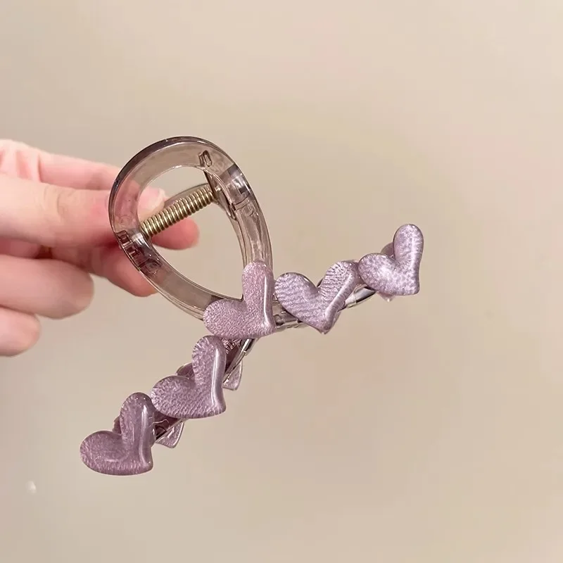 

Women's Heart Shape Hair Claw French Elegant Non-Slip Clip for Thick Hair Simple Versatile Updo Style Accessories