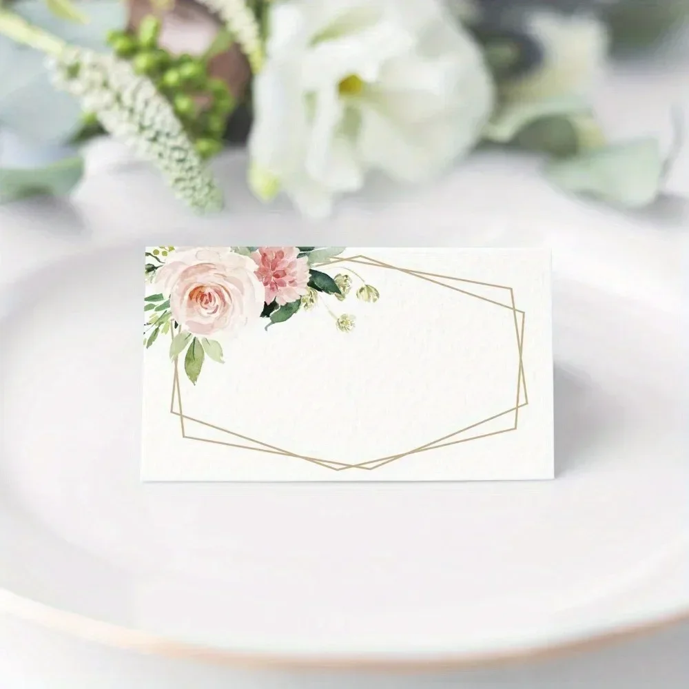 

10pcs Flowers Plants Printed Number Card Name Place Cards Table top Card Party Supplies Greeting Card Banquet Wedding Seat Cards