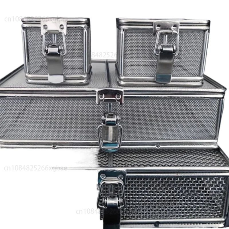 

Корзина для хранения с замком крышки, коробка для ультразвуковой очистки, корзина для стерилизации, 1 шт., сетчатая корзина из нержавеющей стали