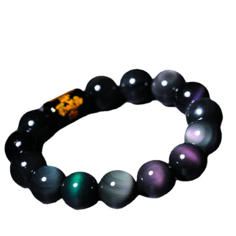 سوار دائرة واحدة من حجر السج الطبيعي مزدوج اللون مع خرز بخمسة عناصر #5