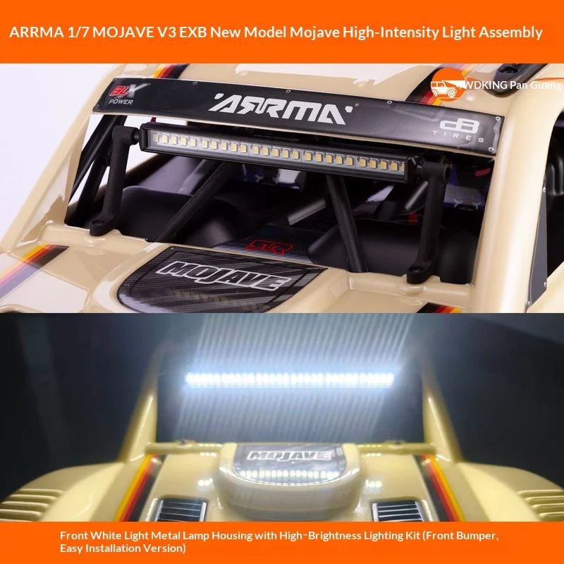 ARRMA 1/7 MOJAVE V3 LED Light Kit Front Rear High Brightness Metal Housing for RC Desert Truck Upgrade Parts Accessories Set