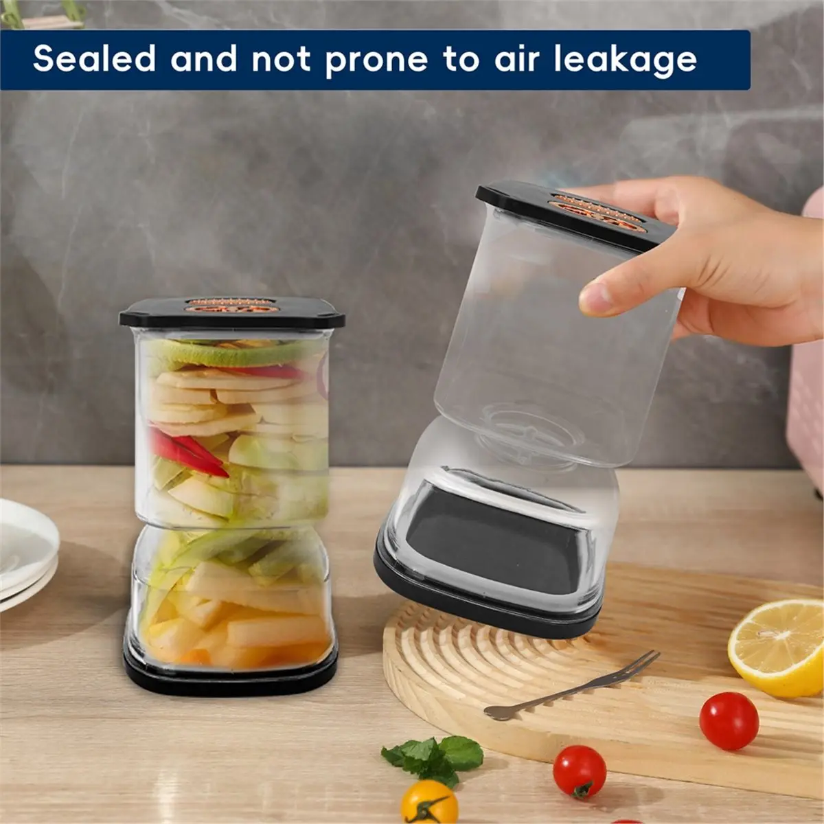 Prensas para Encurtidos, Contenedor de Almacenamiento de Alimentos, Organizador para Fermentación de Kimchi y Col en Escabeche, Tapa Hermética para Alimentos Conservados A