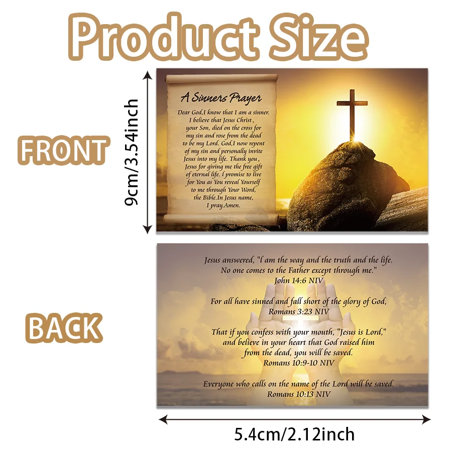 100 Pcs Gospel Tract Card Salvation Cards Pocket Holy Postcard Prayer Postcards Christian Inspirational Bible Verses Bookmark