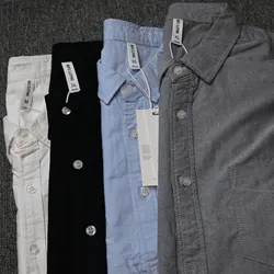 Men's Oxford Shirt Solid Casual Button Down Collar Shirts Long Sleeve Dress Shirts with Pocket