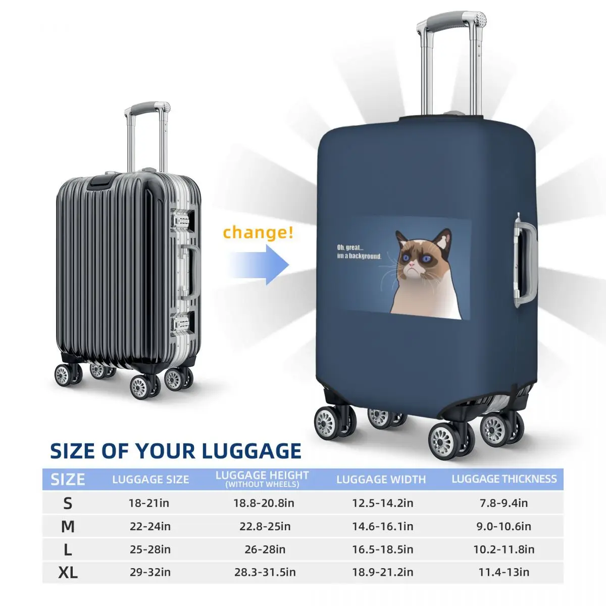 Funny Animals Suitcase Cover Cartoon Cat Meme Fun Cruise Trip Protection Luggage Case Holiday