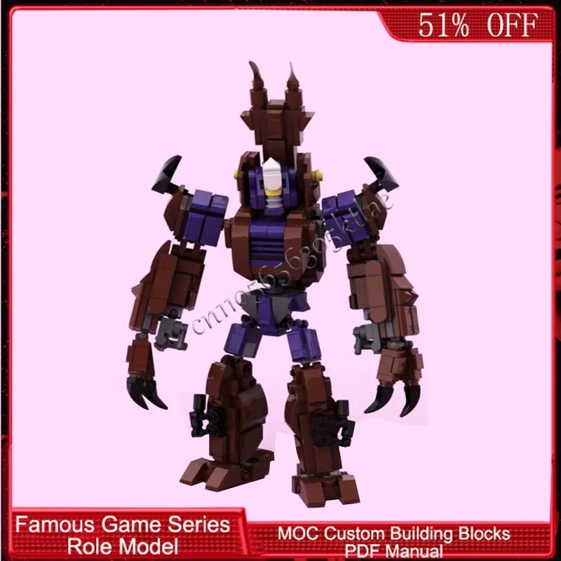 

482 детали Brickheadz Horned Brawler MOC, модульный конструктор, технологичная модель для детей, простой сборочный набор, игрушка для мальчиков, подарок на Рождество