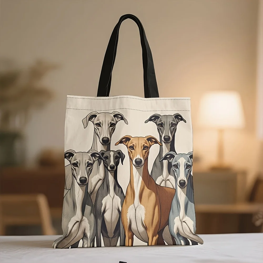 Shopping Bag Compact Shopping Bag Carrier 1pc Durable Women'S Tote with Greyhound & Whippet Dog Print - Spacious, Reusable