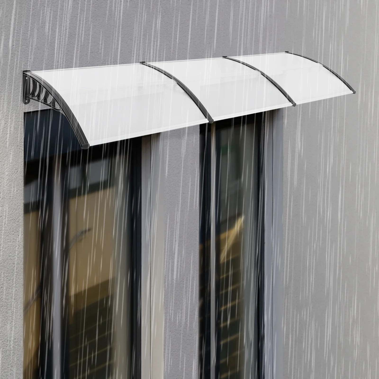 Bogenförmiges Vordach 90x300cm Wandmontiertes Rechteckiges Türvordach mit Schräger Oberfläche Fenstermarkise Minimalistische Balkonabdeckung – Detail 3