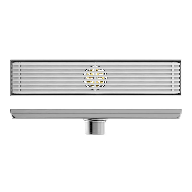 

Shower grille linear rectangular deodorant floor drain gold