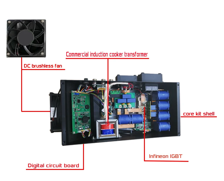 High efficiency and energy saving 15KW commercial induction cooker core accessories