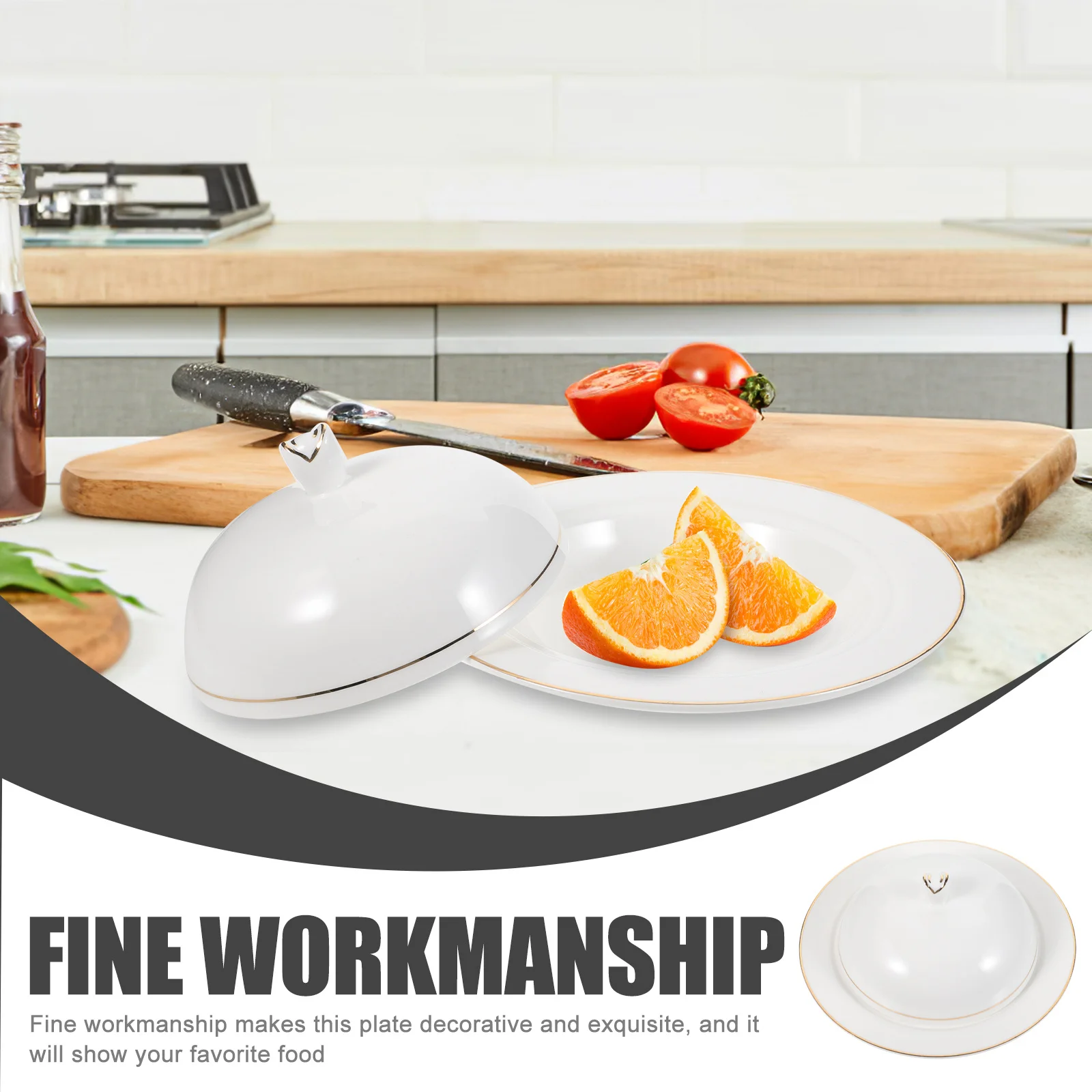 

Decorative Ceramic Plate with Dome for Food Serving Snacks Fruits Nuts Multi-Function Tray Ceramic Plate Kitchen Plates