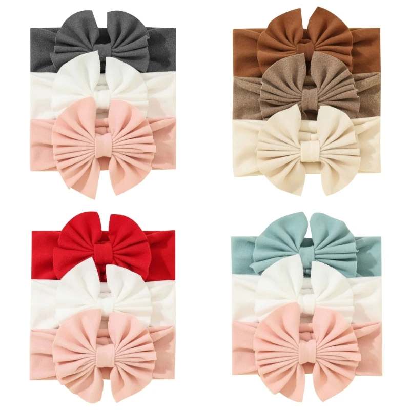 

Y1UB 3pcs Baby Girls Headband Set Bowknot Headwrap Bandage Toddlers Headwear Hairband Infant Baby Newborn Hair Accessories