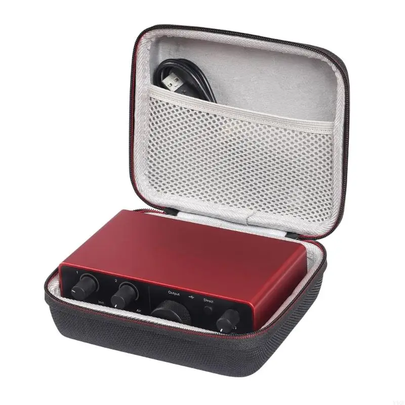 Y4QF Estuche Viaje portátil almacenamiento tarjeta sonido para Focusrite Scarlett Solo3/4 bolsa protectora tarjeta