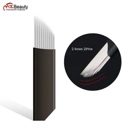 2 Rows 21Pins Slanted Microblading Shading Needles For Lip Blush Eyebrow Permanent Makup Manual Tebori Pen Blades Dia 0.2MM 3D