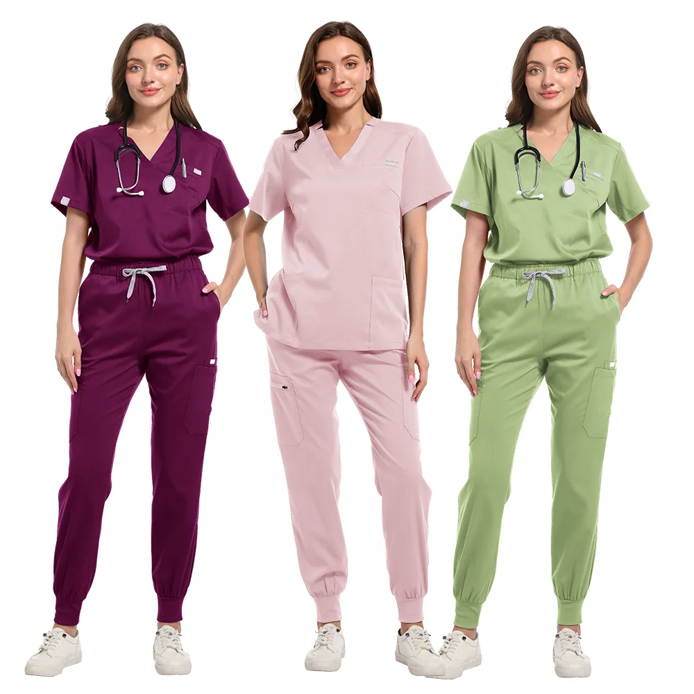 Veelkleurige Scrubs Uniform Korte Mouw Tops + Broek Verpleging Vrouwen Dierenwinkel Arts Medische Chirurgie Werkkleding Set