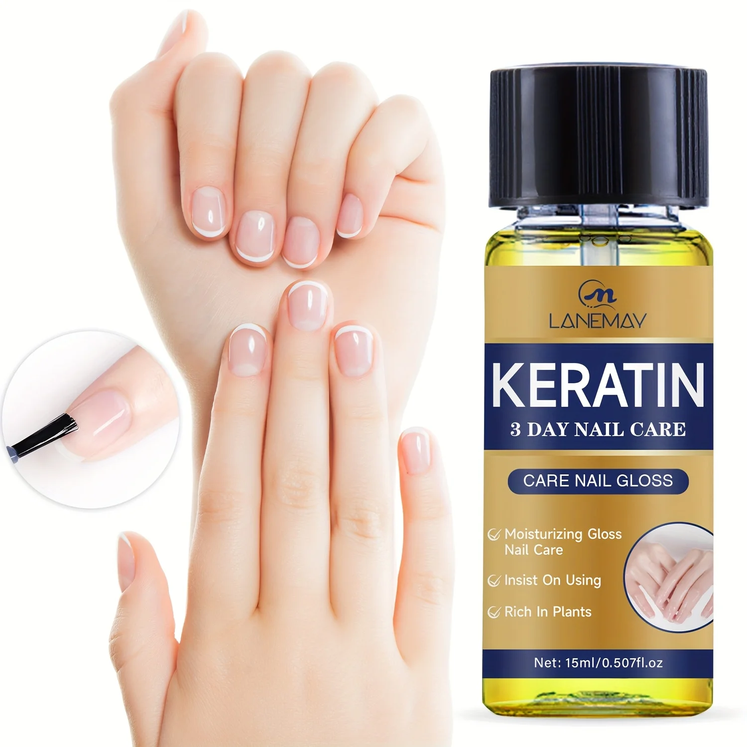 Keratin Nail Care Oil - Rich in Plants, Strengthens Damaged Nails, Softens and Moisturizes Nails and Cuticles, Prevents Cracking