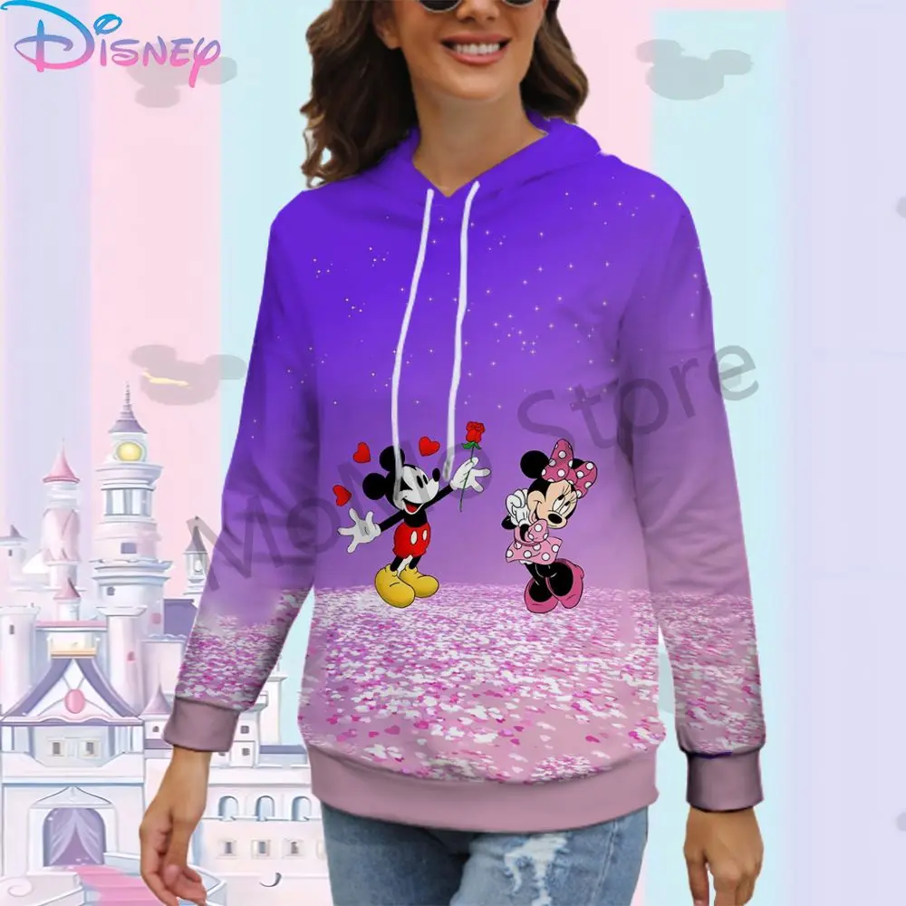 Disney Mickey Mouse Men's Women's Hoodies Streetwear S-3XL Black Hoodie Youthful Woman Clothes Kawaii 2024 Sweatshirts New Y2k