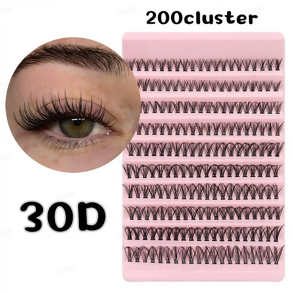 인기 판매 중! 유럽 및 미국 스타일 초고밀도 200 클러스터 인조 속눈썹 - 자연스럽고 편안한 착용을 위한 재입고