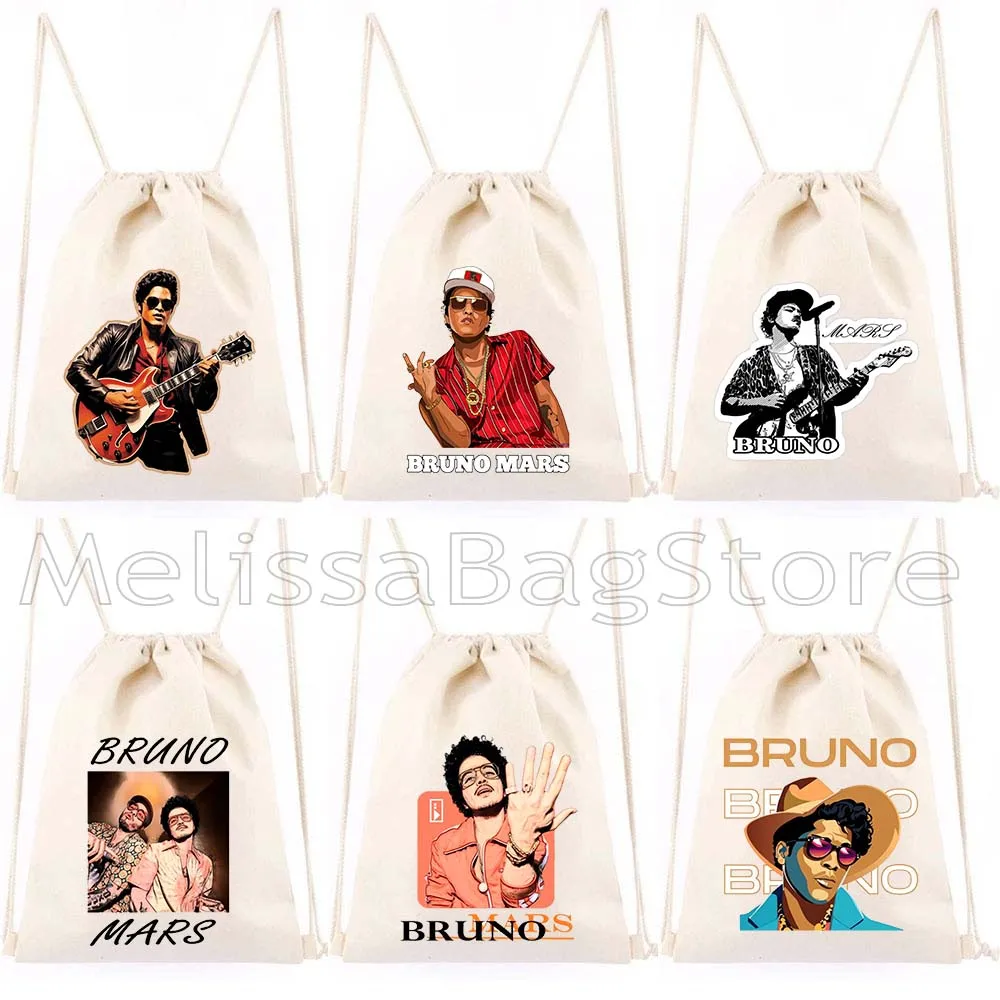 

Vintage BRUNO MARS PORTRAIT Live the Moment Rock 'n' Roll Time Traveler Canvas Drawstring Bags Soccer String Backpack Sackpack