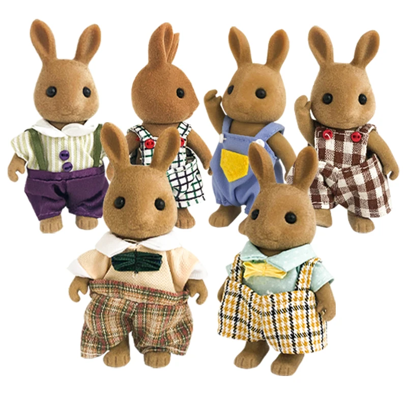 1:12 Miniature Forest Animal Family House Children's Simulation Toy Rabbit Clothes Styles Girl Pretend Play Dolls Accessories