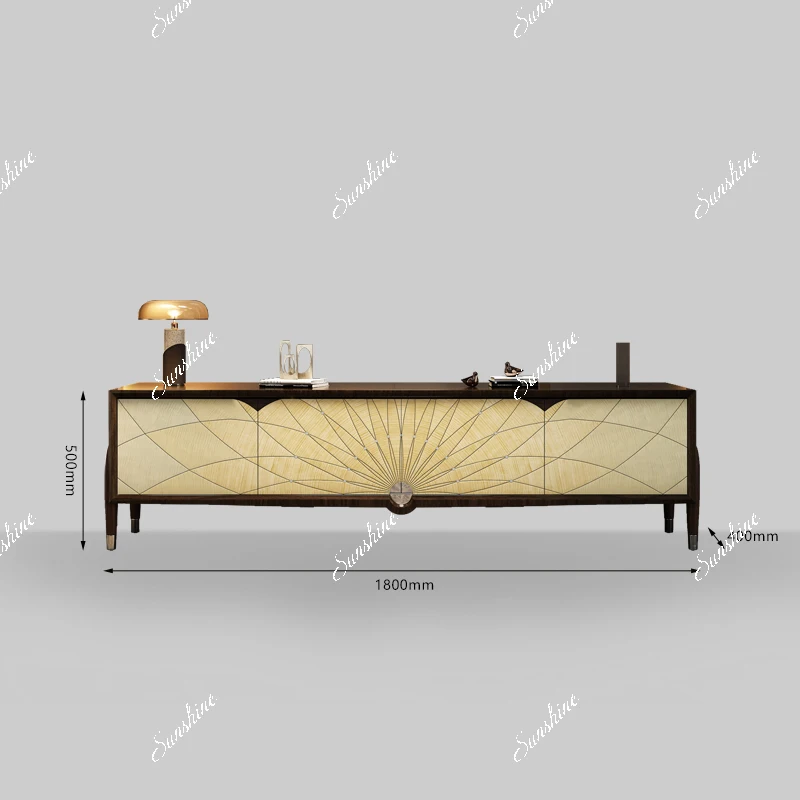 Italian light luxury villa large flat floor simple living room and floor cabinet