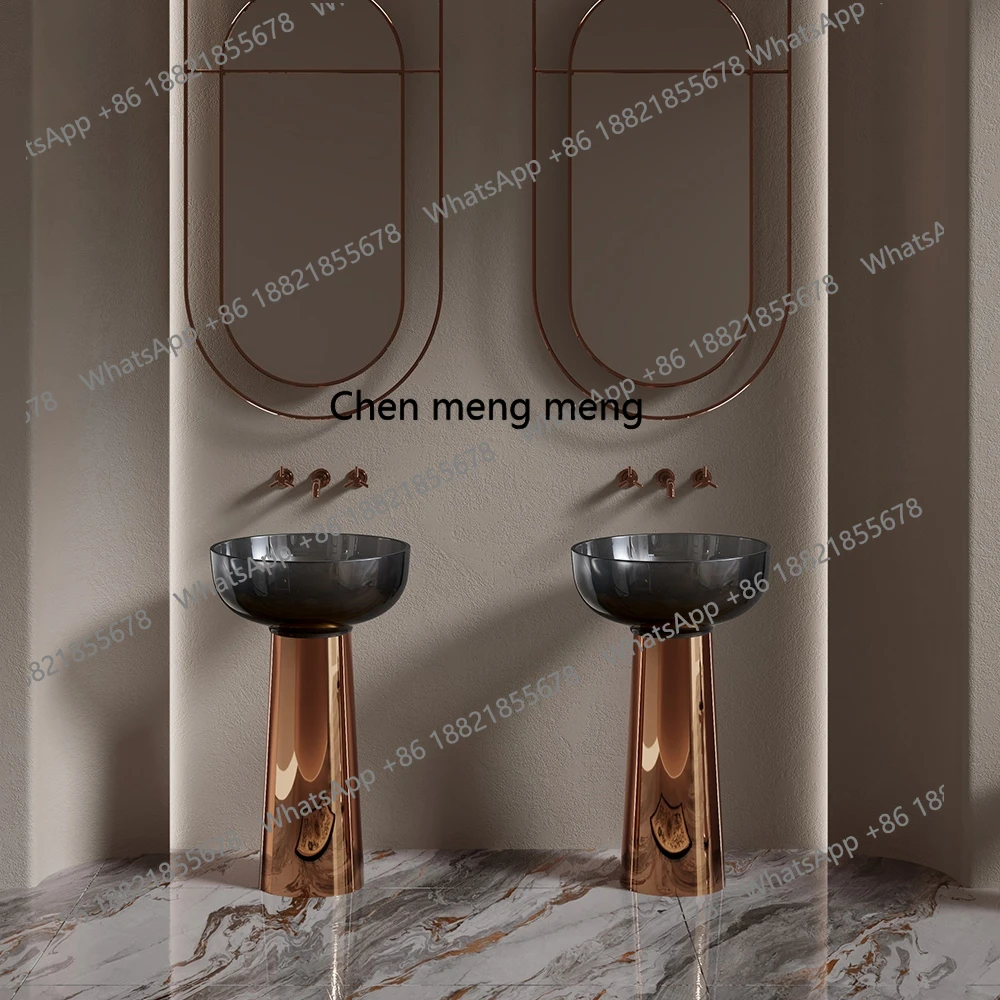 

MF Modern minimalist, transparent, hand-washing and face-washing hotel villa, bathroom floor-to-ceiling column basin