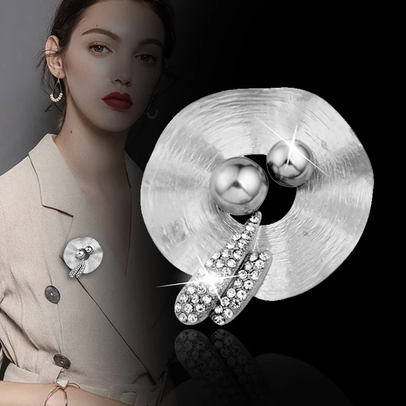 SINLEERY Vintage Boho Silver Color Metal Hollow Brooches Pins With Big Pearl Women Wedding Bridal Jewelry