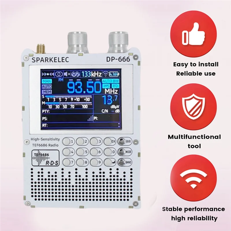 

-A02R TEF6686 Radio+Loop Antenna DP-666 Full Band FM/LW/MW/SW Shortwave Radio ESP32 RDS 2.8 Inch IPS Touch Screen