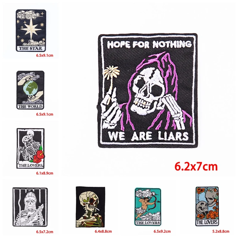 10PCS Punk/Tarot Patch Animal Cat Embroidery Patch Iron On Patches For Clothing Thermoadhesive Patches Clothes Sewing Badges DIY