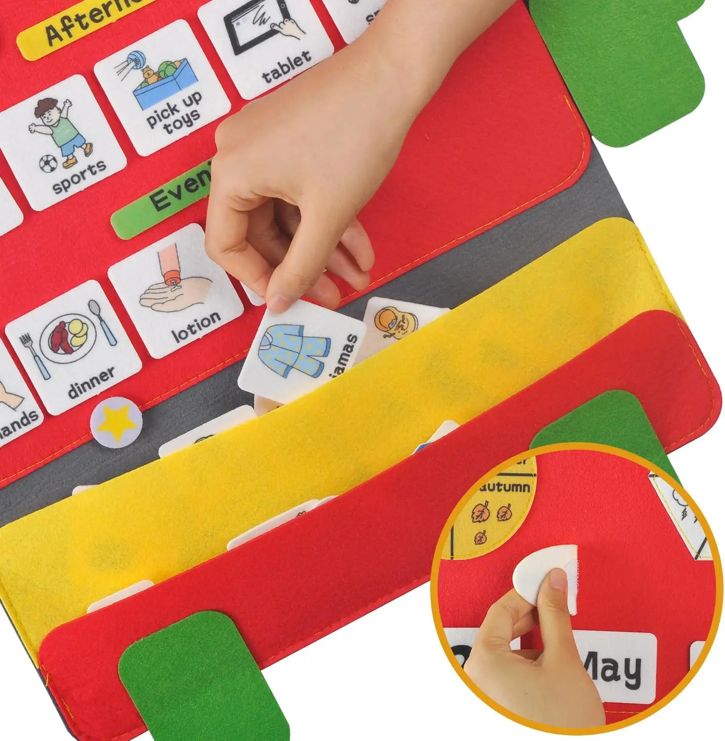 Il mio primo calendario giornaliero Cerchio Tempo Giocattoli per l'apprendimento in classe prescolare Grafico di routine quotidiano per bambini con materiale per l'apprendimento dell'autismo