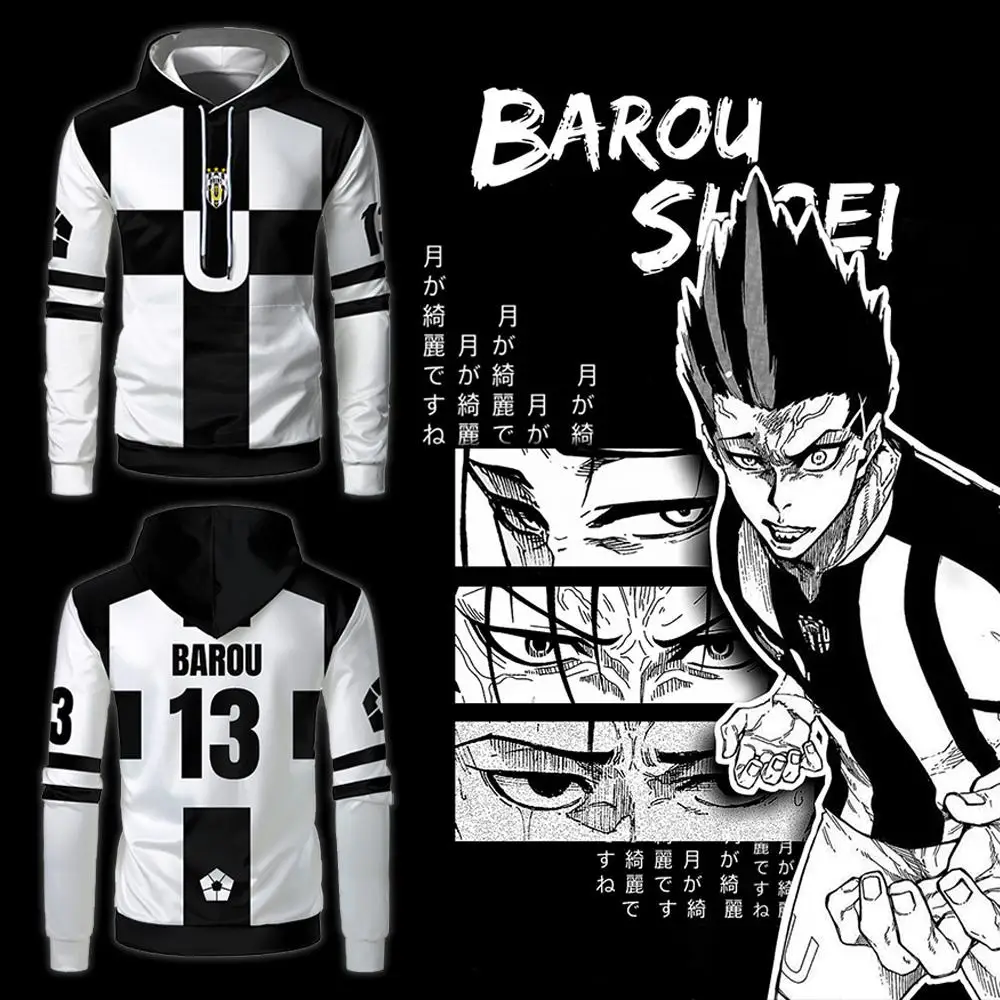 

Japanese Anime BAROU AIKU Hoodie Blue Lock Ubers Team Cosplay Football Uniforms Jersey Unisex Classic Long-sleeved Sweatshirt