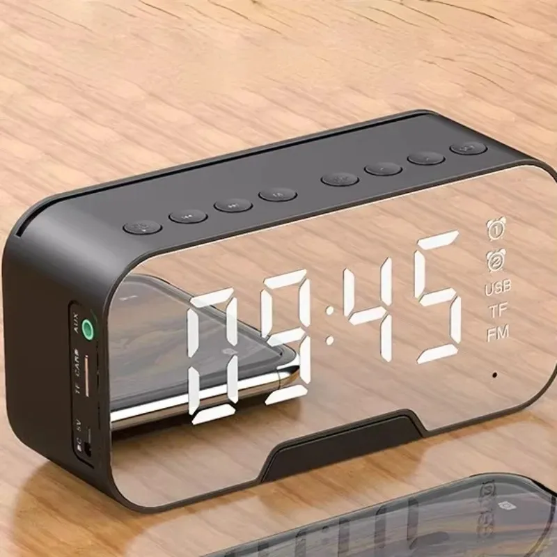 For Bedroom Office Travel Battery & USB Powered LED Mirror Alarm Clock Digital Alarm Clock with Dimmer Temperature Function