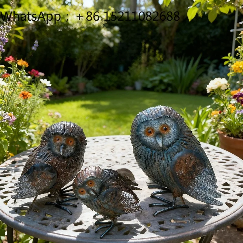 LLY Outdoor Owl Ornament Metal Crafts Home Decoration Ornament Iron Art Creative Animal Handmade