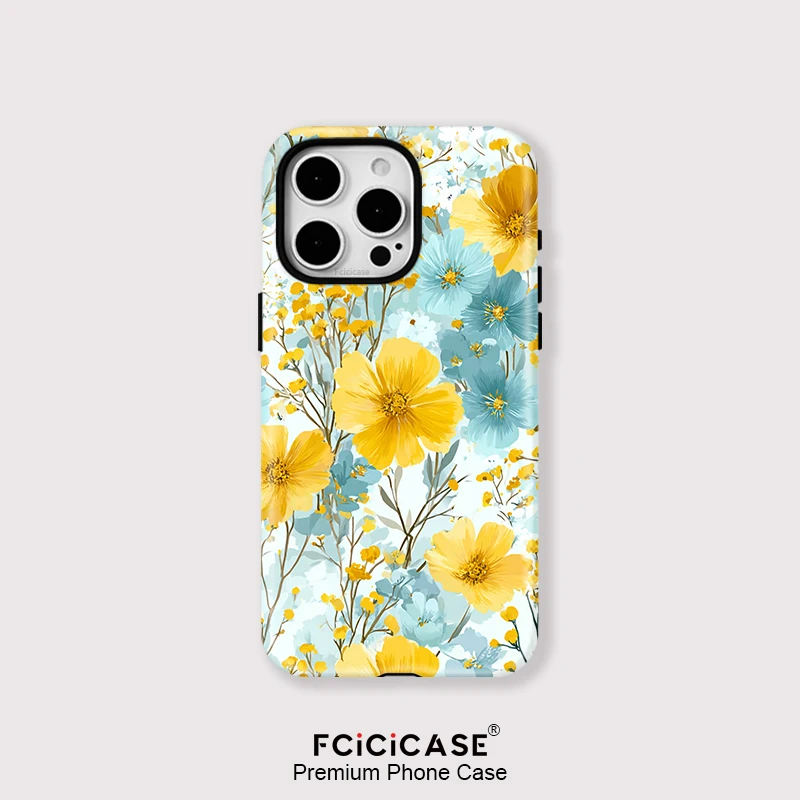 

Роскошный матовый чехол Fcicicase с цветочным принтом для iPhone 16, 15, 14, Plus 13, 12, 11 Pro Max, мягкий двухслойный чехол для беспроводной зарядки Magsafe