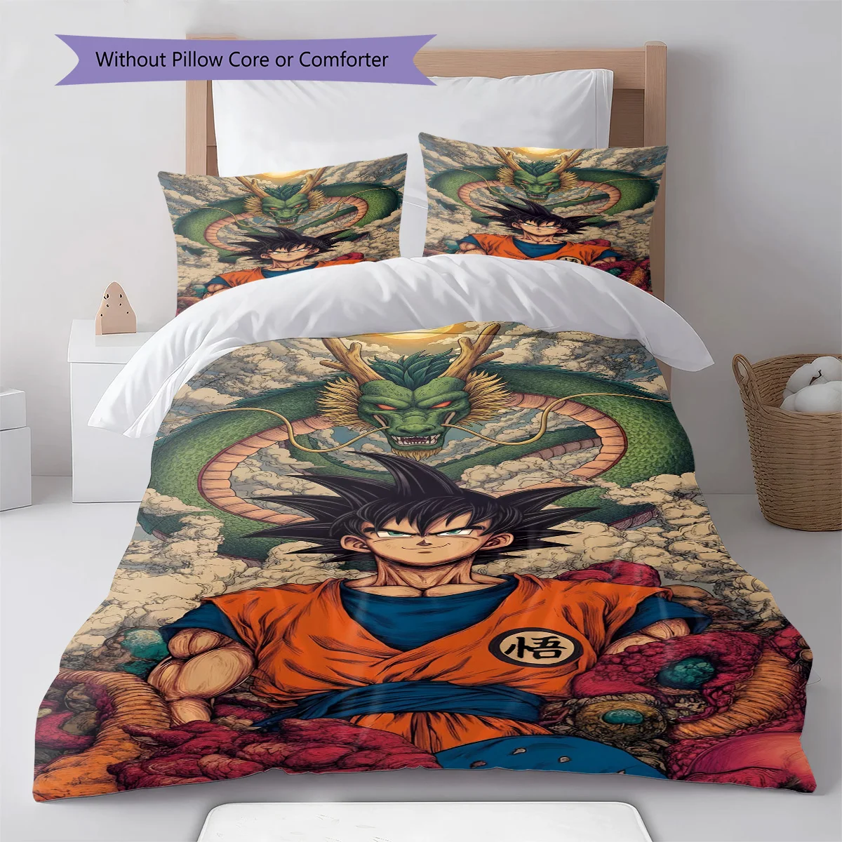 Juego de Ropa de Cama con Diseño de Dragon Ball, Funda de Edredón de Anime, Ropa de Cama Suave de Poliéster -QJY