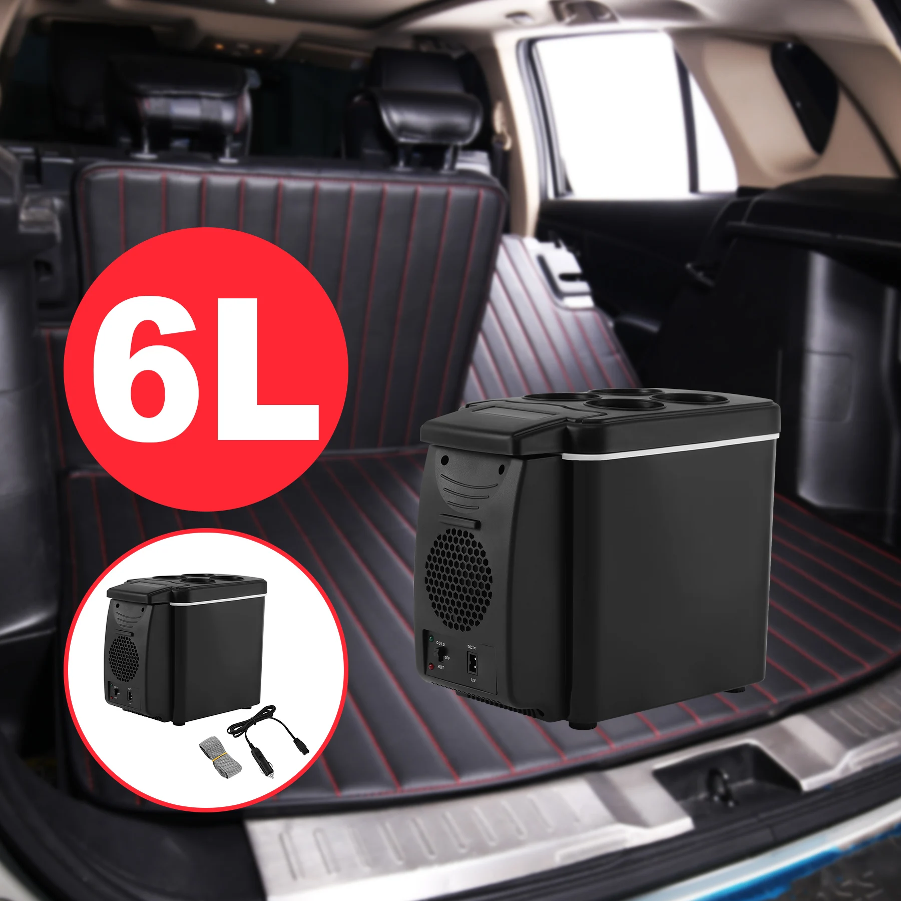 Image of 6L Mini-Autokühlschrank, 12 V, 45 W, tragbarer Kühler, Wärmer, Dual-Use-Funktion für Auto, LKW, Küche, Reisen, Picknick, Camping, leiser Kühlschrank