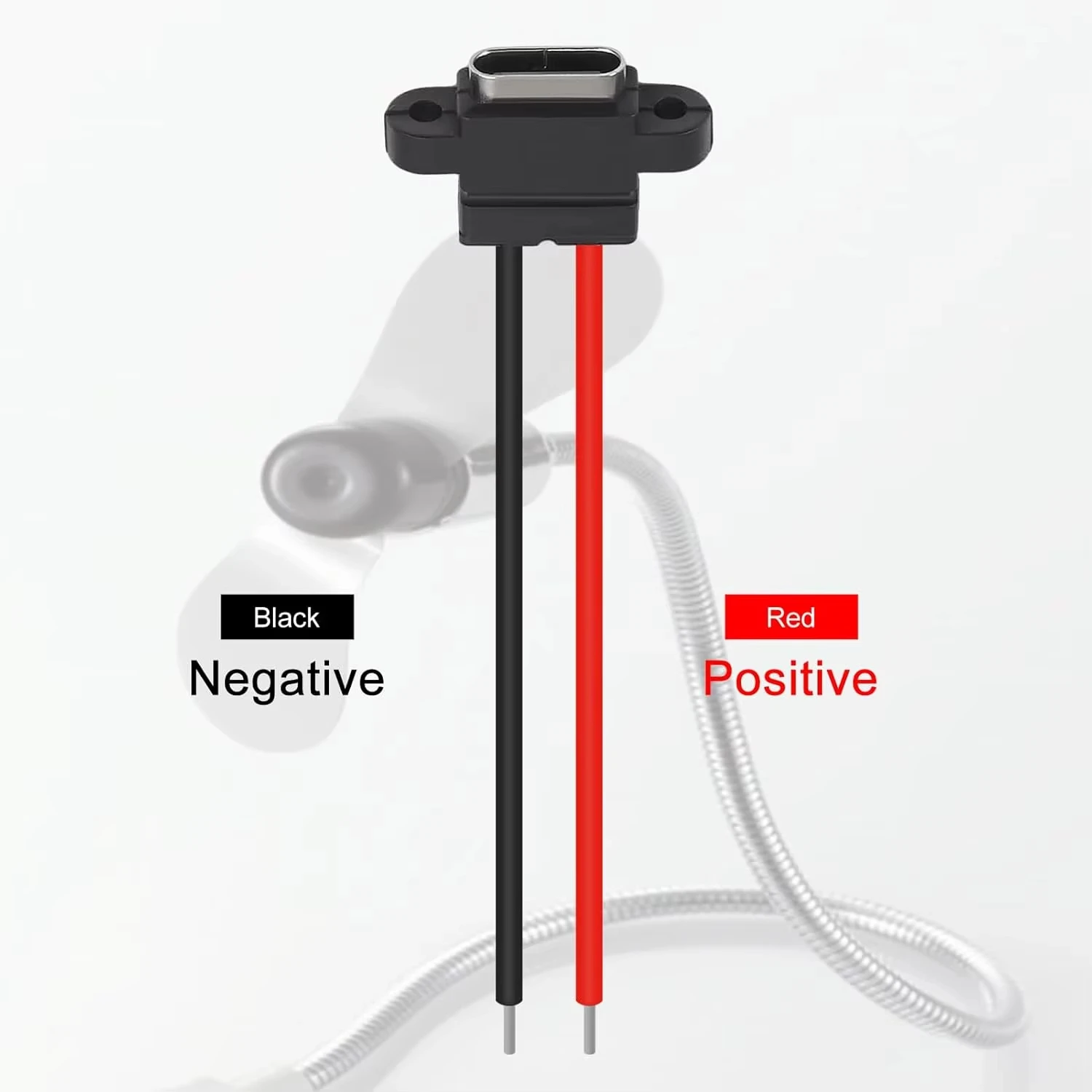 Waterproof USB3.1 Type C Female Panel Mount Socket 2Pin 3A High Current Fast Charging Welding Connector with Rubber O Ring Seal
